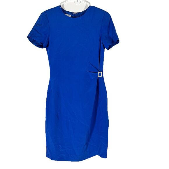 David Warren NWT Women’s Blue 100% Silk Short Sl Cocktail Dress Size 8 - Picture 1 of 10
